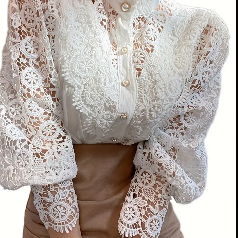 Elegant Victorian style White Lace Blouse new in package
